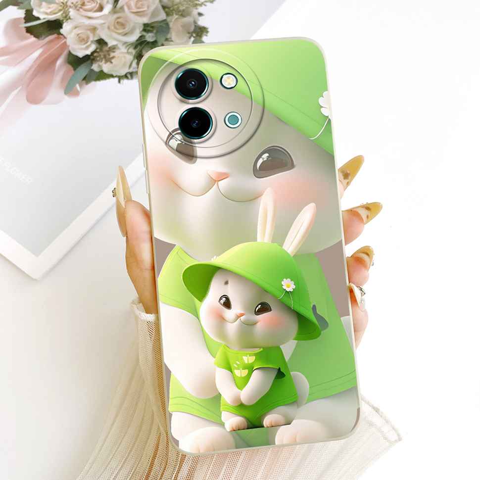 For vivo Y38 5G Case Cartoon Cat Sunflower Silicone Back Cover For Vivo y38 Y 38 5G Shockproof Phone Cases Bumper