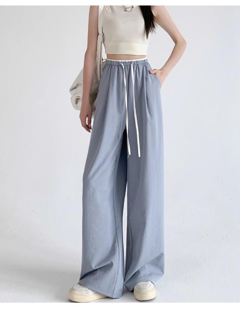 Women's Plus-Size High-Waisted Ice Silk Wide-Leg Pants - Summer Slimming & Loose Fit