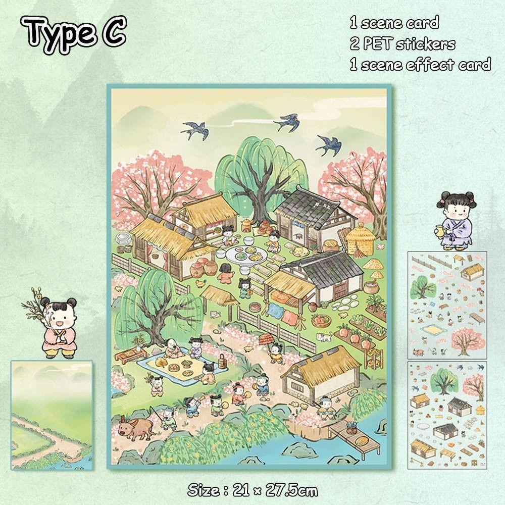 3D Стикеры с пейзажами DIY Визуальные складывающиеся стикеры Новая миниатюрная сцена 3D стикеры