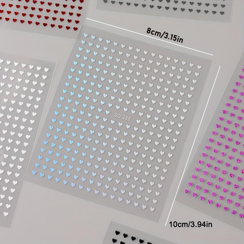 6Pcs Mini Heart Nail Stickers Laser-Cut Love-Themed DIY Nail Patch Decoration, Romantic Nail Art|Romantic Nail Design Stickers