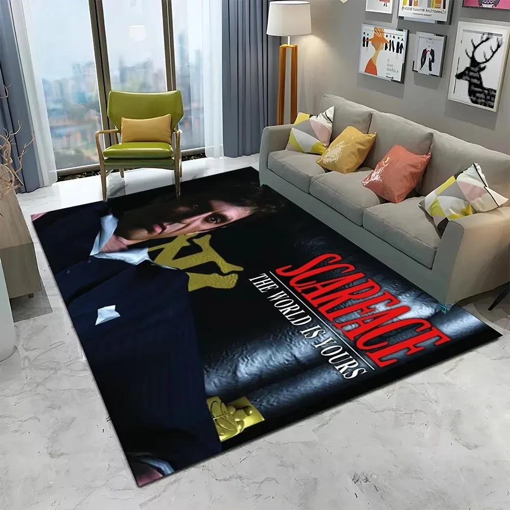 VIKAMA Scarface 3D Visual Rug Tony Classic Movie Carpet Non Slip Floor Mat Living Room Bedroom Sofa Decor Kids Playroom