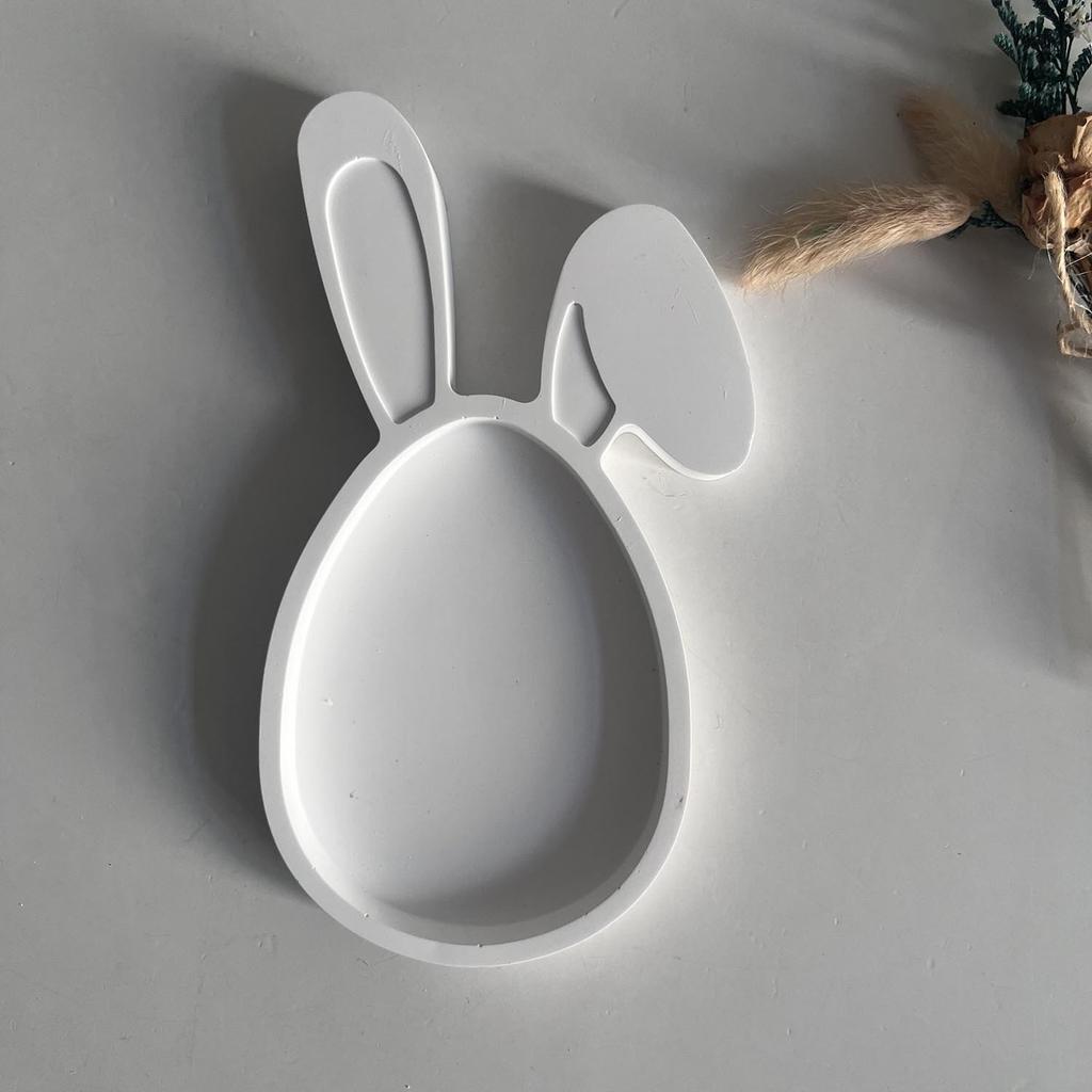 Силиконовая форма для подноса в виде кролика, сделай сам, форма для бетонного цементного блюда для хранения пасхального кролика, форма для тарелки для демонстрации ювелирных изделий, формы для литья из гипса и смолы