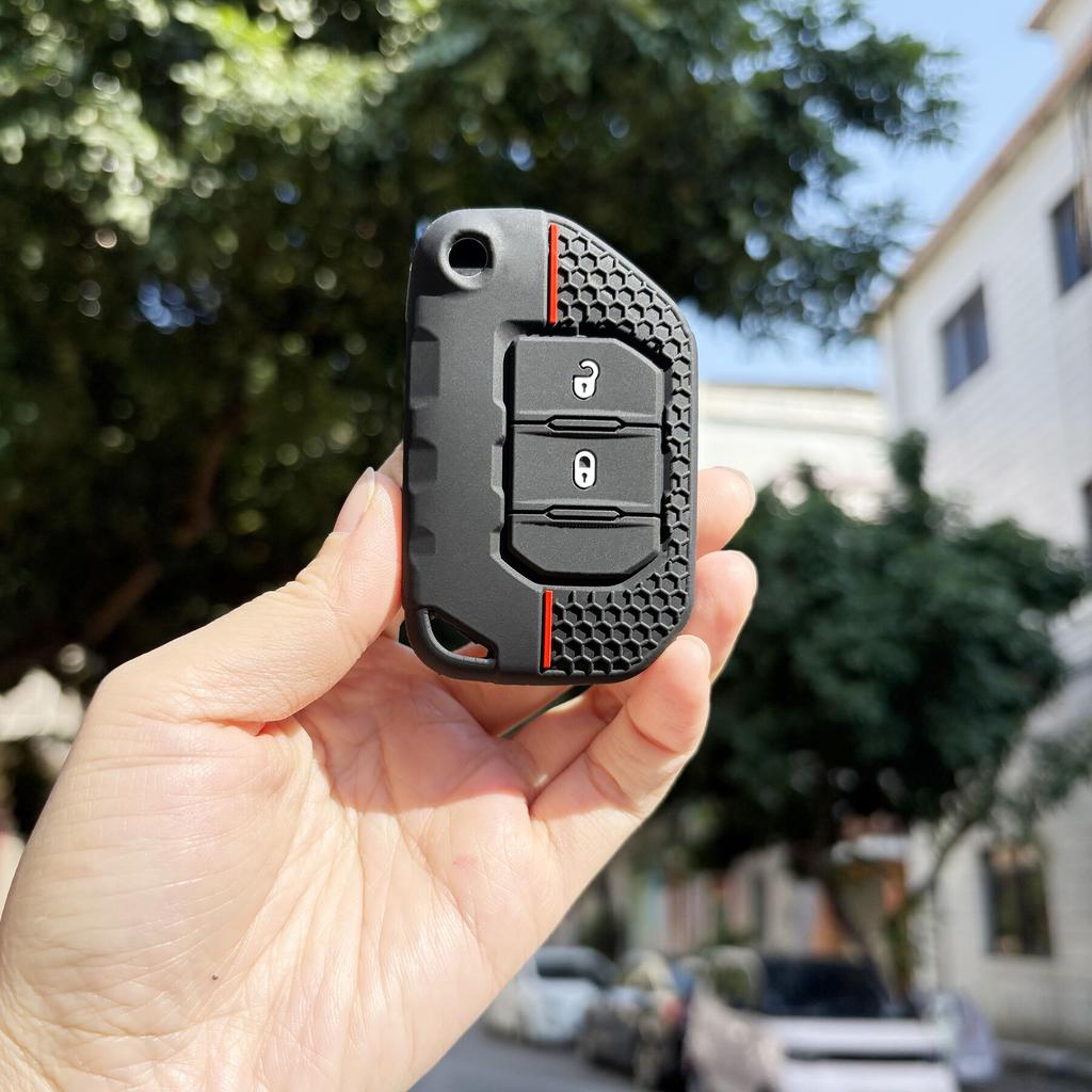 Автоаксессуары Защита Для Jeep JL 2021 Wrangler JLU Gladiator Grand Cherokee Силиконовые Колпачки Держатель Для Автомобильного Ключа Складной Чехол Для Ключа