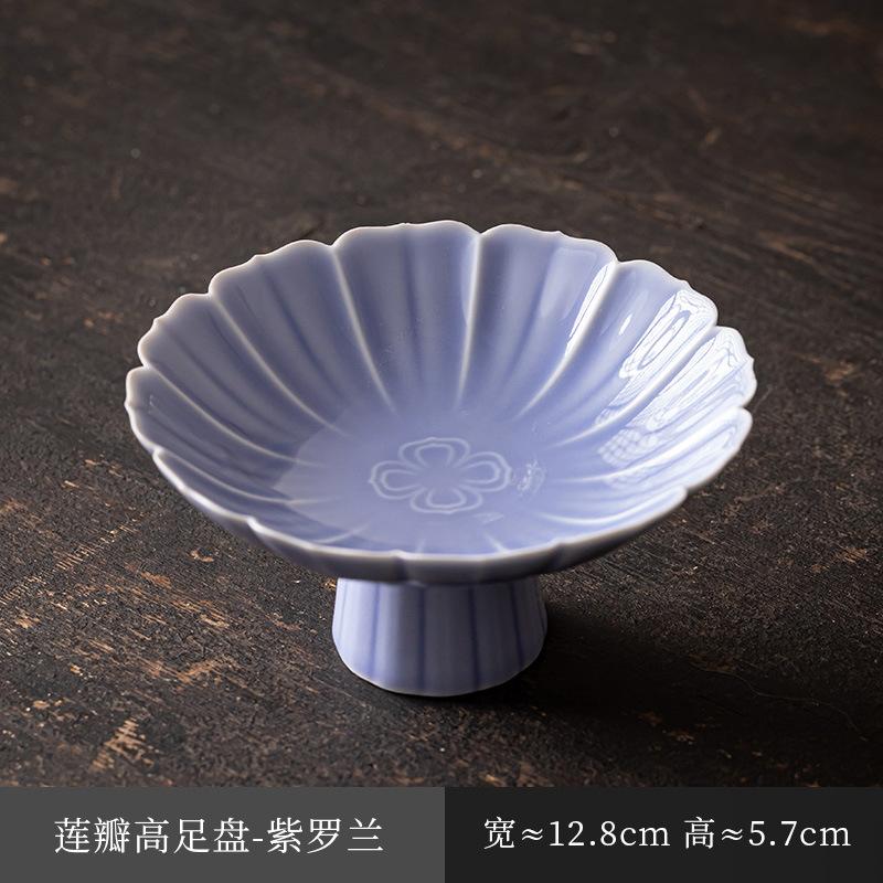 Китайская керамическая тарелка для фруктов на высокой ножке, тарелка для закусок в стиле дзен, тарелка для выпечки Будды, изысканная тарелка для закусок на высокой ножке, помолвочная тарелка