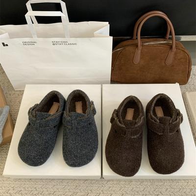 2025 осень и зима новая французская толстая подошва туфли-лодочки женские маленький ароматный стиль универсальные туфли на плоской подошве темперамент мягкая подошва рабочая обувь