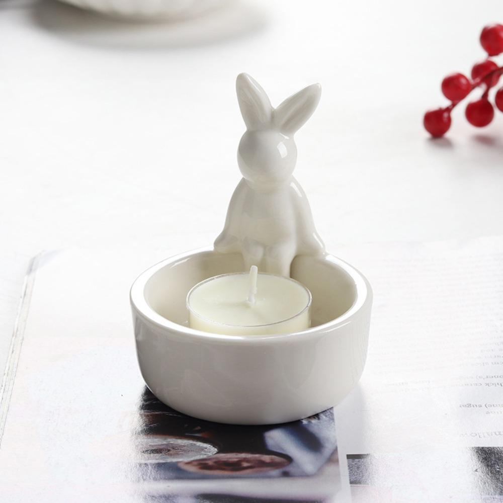 Nordic Style Cartoon Animal Candle Holder Ceramic Tealight Holder INS Desktop Candelabrum  Holiday