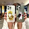Цветной чехол для телефона для iPhone 17 16E 16 11 15 14 Pro MAX 12 13 MINI 7 8 Plus XR SE Посеребренный IMD чехол Милый Кот Искусство Мультфильм