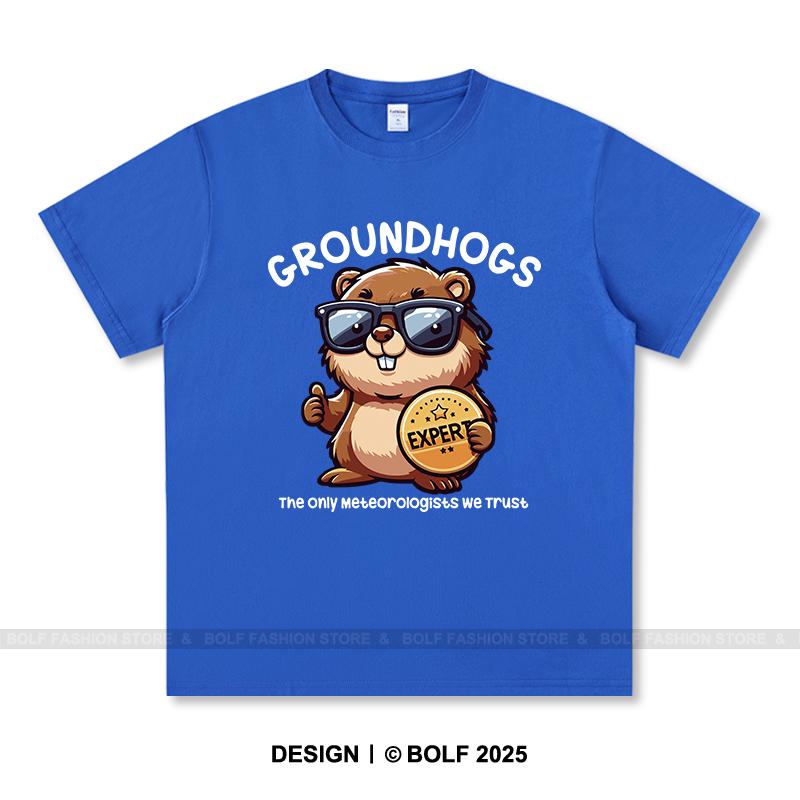 Women's Groundhogs Printed T-Shirt 100% Cotton Oversized Animal Graphic Tees for Men Summer Tops Nature Streetwear