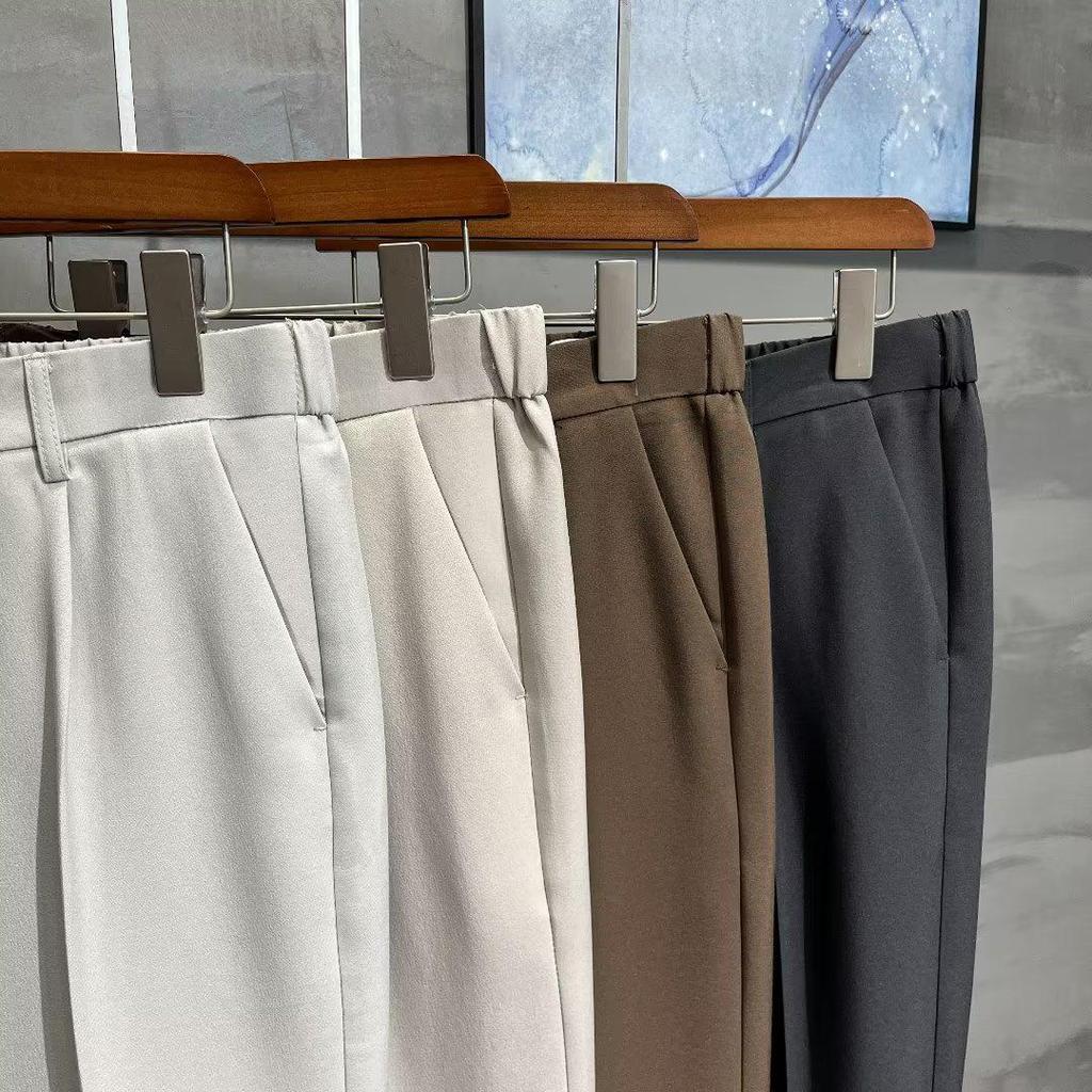 Черные мужские повседневные прямые брюки — модные, универсальные, свободного кроя для весны и осени 