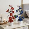 Red Fake Wintersweet Flower Bonsai with White Pot Artificial Faux Plants  Living Room Ornaments