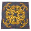 Used Coco Mark Logo Paisley Gold Chain Scarf Silk Navy Authentic 1194