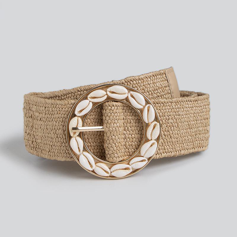 Bohemia Fashion Waist Belt With Handwoven Nylon And Shell Accents For Summer Fashion