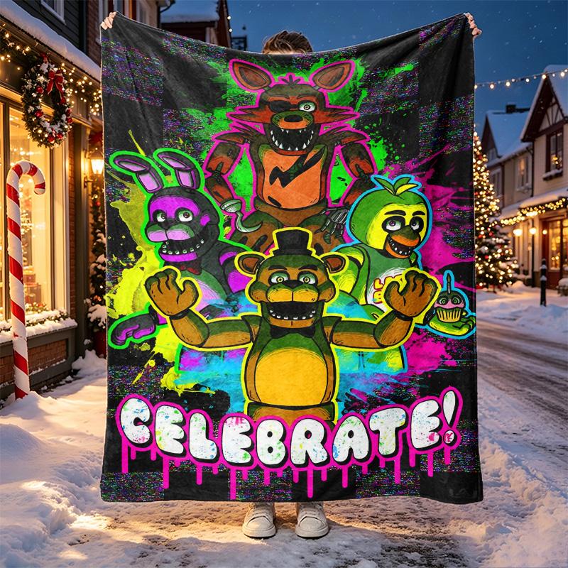 Five Nights at Freddy's Pattern Blanket for Home Decoration, Bed, Sofa, Car Travel, Camping, Suitable for All Seasons, Birthday Christmas Gift