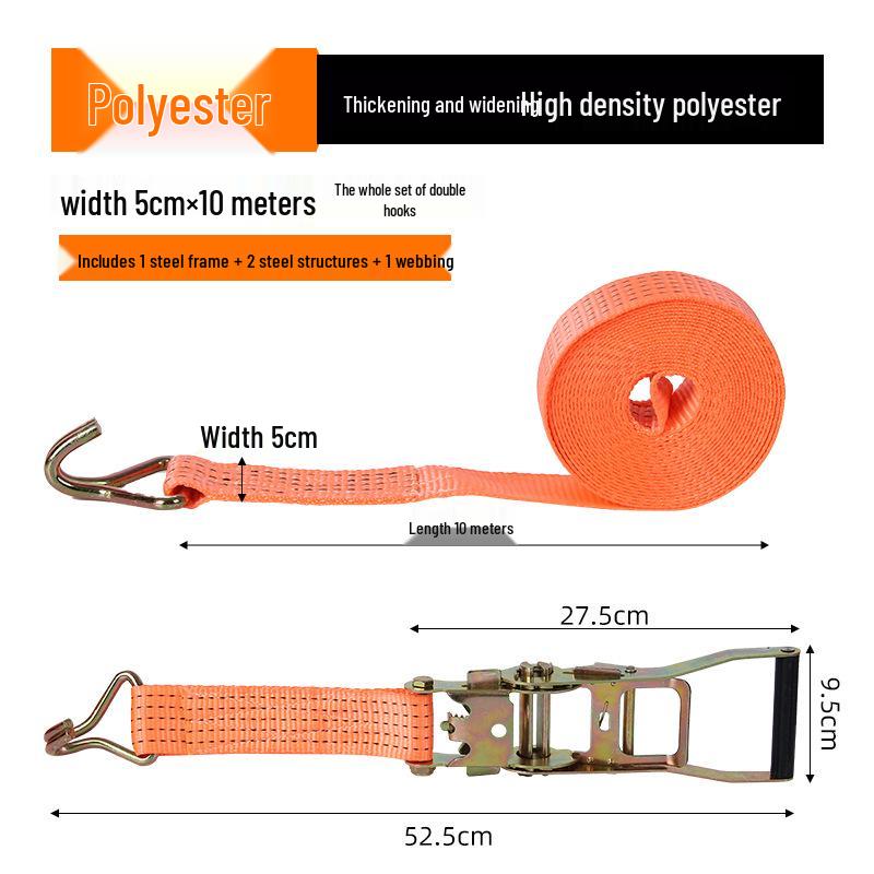 Ремни-трещотки для крепления груза на грузовике с двойным крюковым креплением и стальным натяжителем