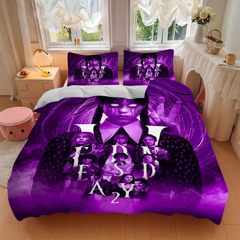3pcs Wednesday Addams Duvet Cover Set, 1 Duvet Cover + 2 Pillowcases (No Insert), High-Definition Print, Home & Dorm Set yy251208076