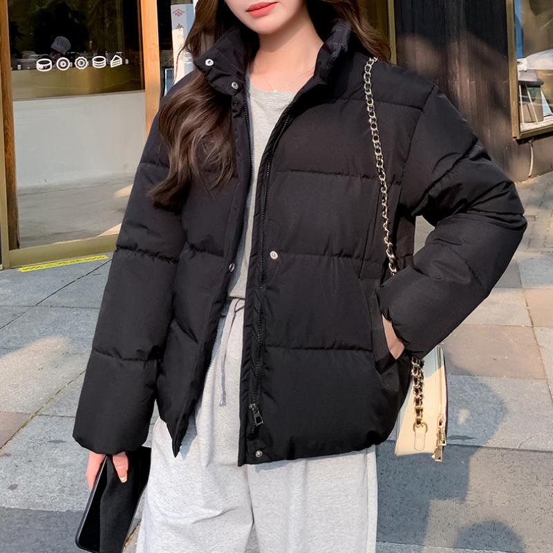 Winter Down Cotton Coat Women Solid Loose Padded Jacket Puffer Parkas Casual Female Black Zipper Thickening Warm Outwear