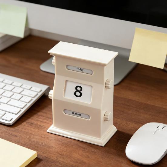 Вечный календарь в ретро-стиле, настольный календарь с вращающимся дисплеем, простая ручная настройка даты, месяца, дня, календарь