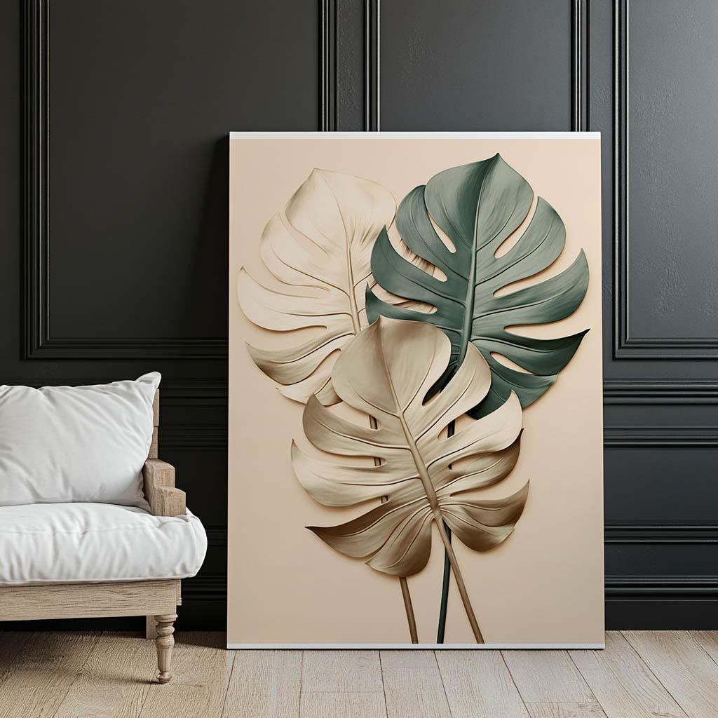 Złota Monstera Złota Monstera, 70X100 Cm, Bez Ramy, Papier Matowy 230 Gsm