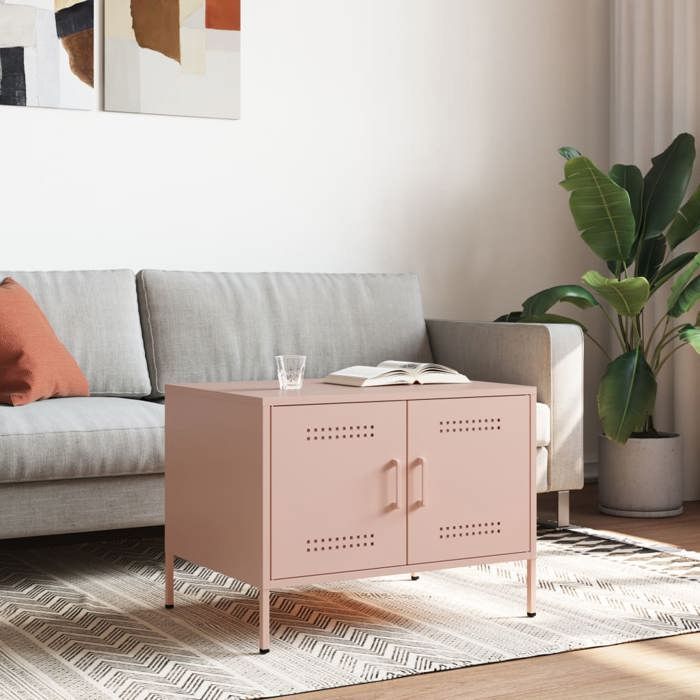 VidaXL Table Basse, Table d'Appoint avec Pieds, Bout de Canapé avec Porte, Meuble de Rangement Salle de Séjour, Rose 843031