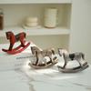 Wooden Craft Wooden Rocking Horse Nordic Retro Balance Art Ornament Desk Decor  Xmas Decoration