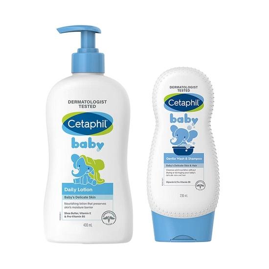 Cetaphil Детский ежедневный лосьон, 400 мл и детский гель для мытья и шампунь Cetaphil Baby Gentle Wash, 230 мл (Упаковка из 2 шт.)