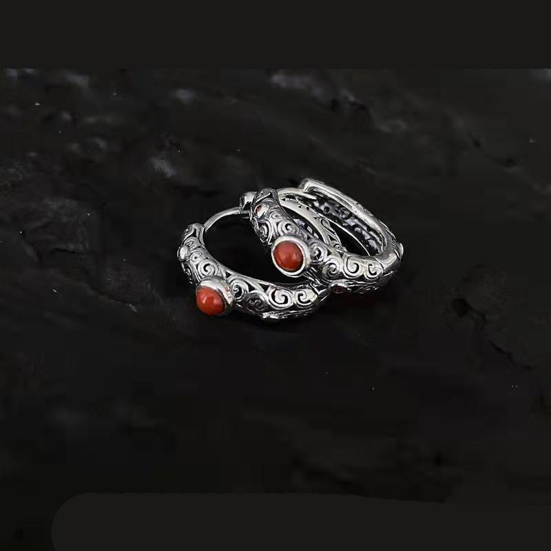 Этнический стиль Ретро узор Инкрустированное женское кольцо Guochao Нишевый дизайн Непальские тибетские украшения