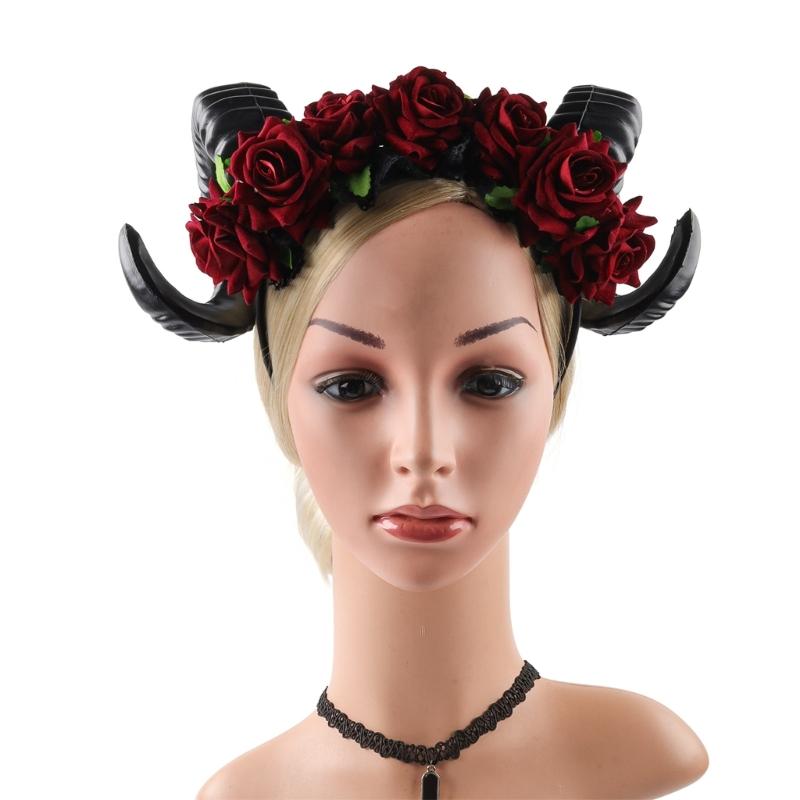Готический кружевной костюм ведьмы Обруч для волос Готический Темный Кружевной Рог Укладка волос для Живого Шоу Повязка на голову Карнавалы