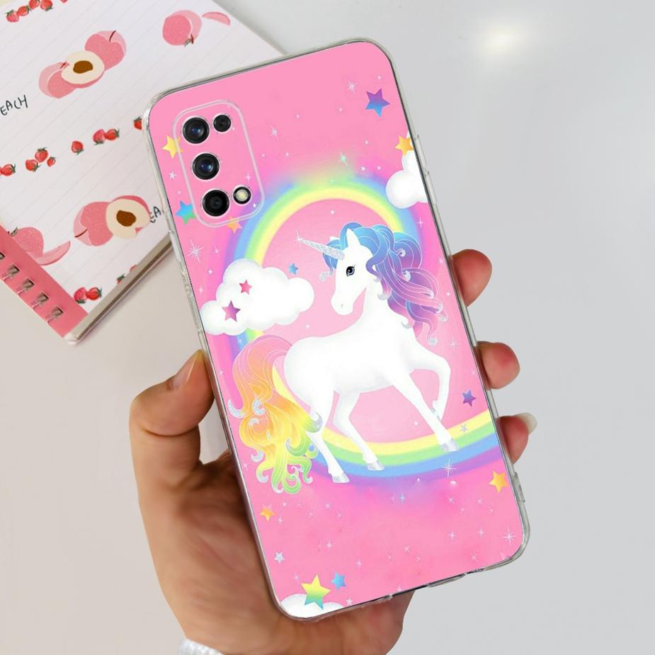 For Realme 7 Pro Case RMX2170 Cute Cat Flowers Painted Cover Clear Silicone Soft TPU Phone Case For Realme 7 Pro Realme7 5G Bags
