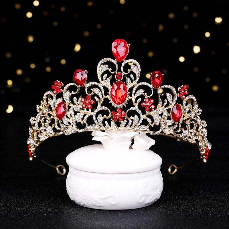 Роскошные золотые красные хрустальные тиары и короны королевы принцессы диадема свадебные аксессуары для волос для невесты женские украшения для волос