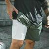 Mens Sports Gym Running Shorts Dual Layer Drawstring Quick Dry with Pocket Pants