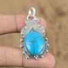 Birthday Gift For Her Natural Copper Arizona Turquoise Pendant 925 Silver