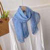 Retro Tie-dye Lace Edge Cotton and Linen Scarf Women's Spring Autumn Versatile Summer Thin Sunscreen Small Shawl with Short Yarn