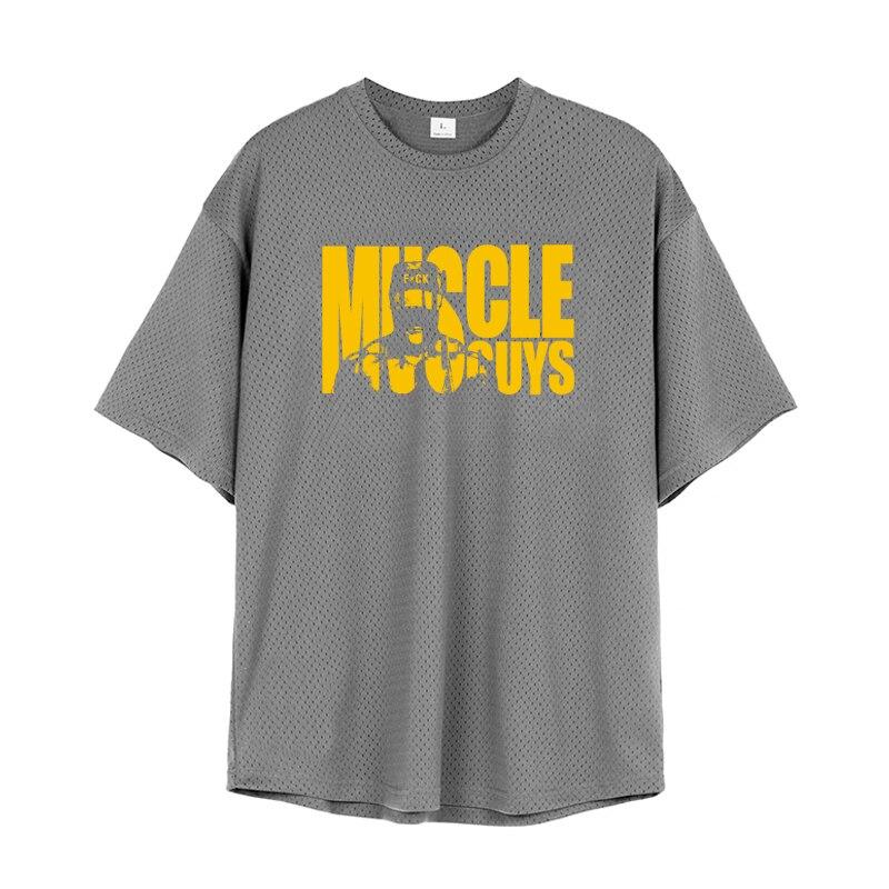 Muscleguys Comfortable Sportwear Summer Mesh Breathable Short-sleeved Men's Thin Bodybuilding T-shirt Cool Quickly-dry Tops