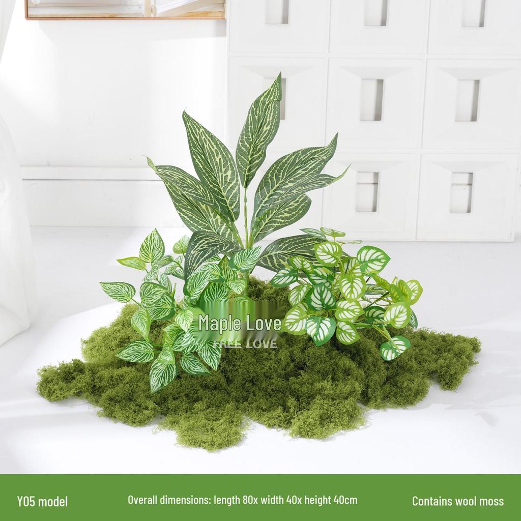 Luxury Faux Green Plant and Flower Decor - Indoor Moss and Grass Clusters for Elegant Landscaping.