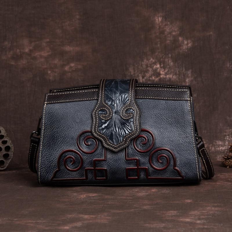 Johnature Роскошные женские сумки, дизайнерские винтажные универсальные сумки ручной работы из натуральной кожи с тиснением на плечо и через плечо