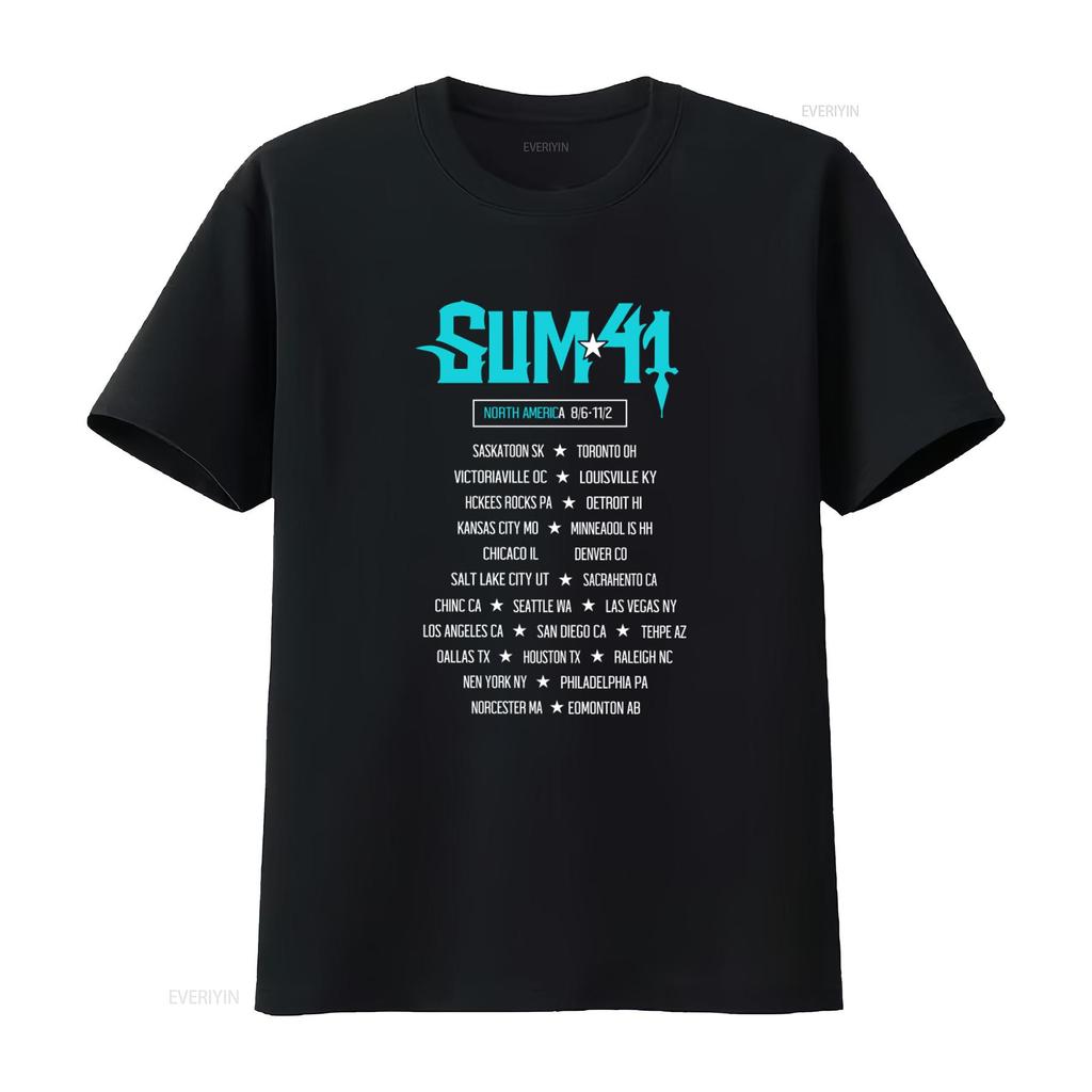Sum 41 Североамериканский тур Синий Демон Мужская футболка винтажная Стирка стритвир Унисекс Эластичная Немного Универсальная с принтом