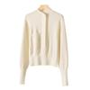 Worsted Wool Jacket Head Round Pocket Half Zipper Lazy Knitted Loose Long-Sleeved Wool Jacket Fashionable Foreign Style