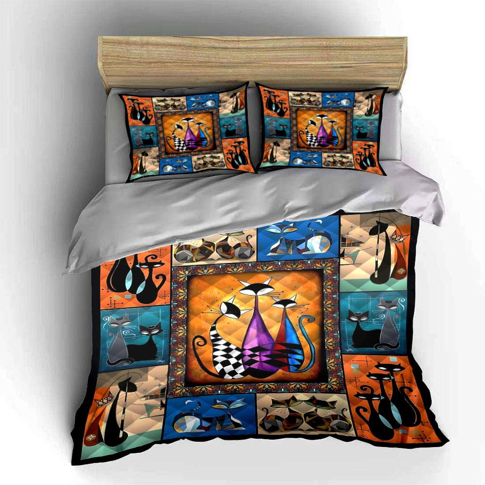 Stylized colorful cat designs. Bedding sets Duvet cover sets Duvet covers Pillowcases(1 * Duvet Cover 2 * Pillowcases without duvet insert)
