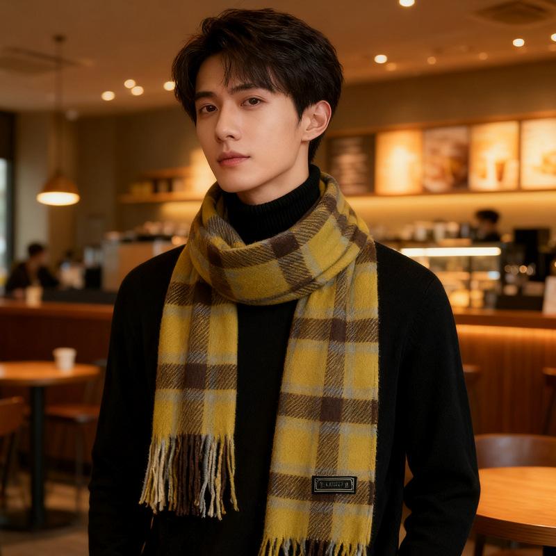 New British style plaid scarf women's winter thickened shawl early autumn versatile atmosphere warm scarf looking thin