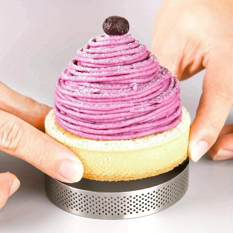 12Pcs Oval Round Muffin Tart Rings Stainless Steel Porous Tart Ring Perforated Cake Mousse Mold Cookies Cutter Pastry Quiche Mold Tool