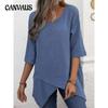 Women's Solid Colour Round Neck Irregular Plus Size Shirt Top