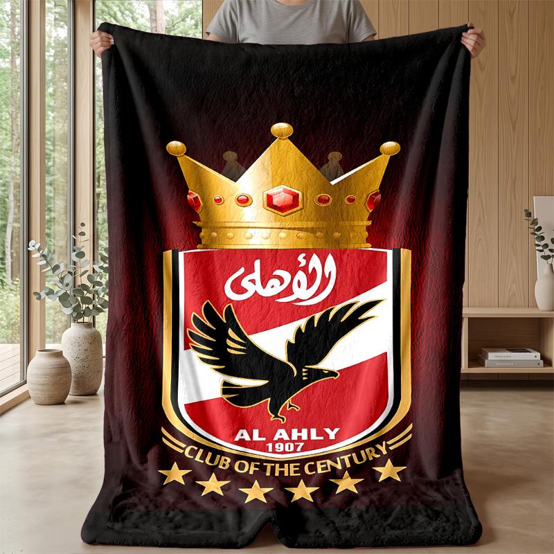 Al AhlyPrinted Flannel Blanket Cozy Skin-Friendly Warm Throw for Couch Bed Indoor Daily Use
