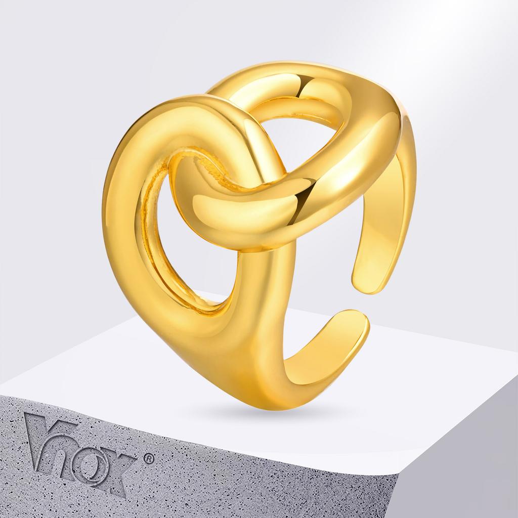 Vnox Бесконечность Любовь Навсегда Кольца Для Женщин, Массивный Узел Дизайн Позолоченные Гладкие Кольца, Модные Пальцевые Украшения Подарок Девочкам