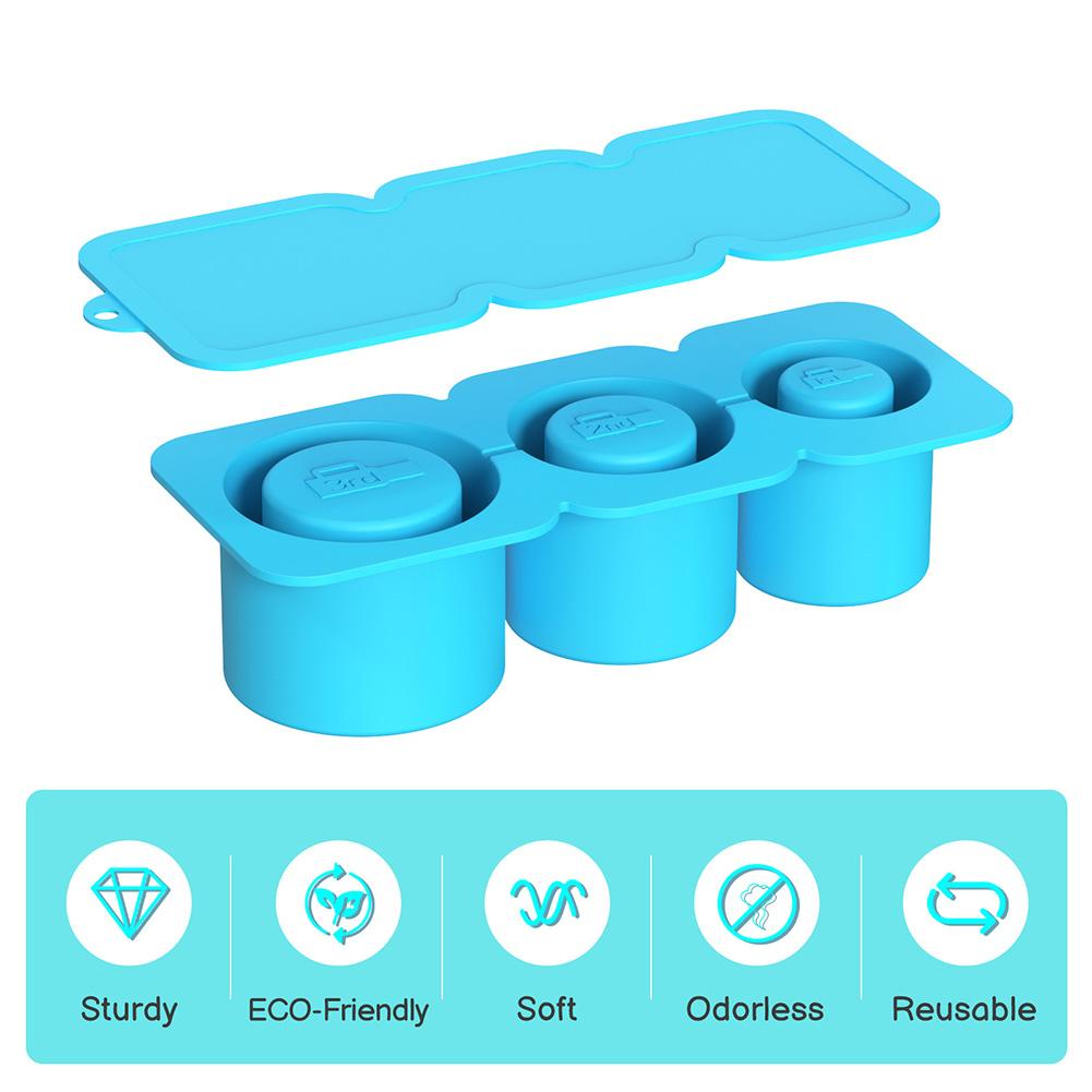 Лоток для кубиков льда с крышкой, силиконовый цилиндр, формы для кубиков льда для чашек на 30-40 унций (синий)