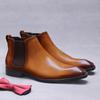 Модные Элегантные Мужские Деловые Формальные Ботинки Челси С Эластичными Вставками Из Натуральной Кожи Мужские Трендовые Короткие Ботинки Повседневные Британские Ботинки Слипоны