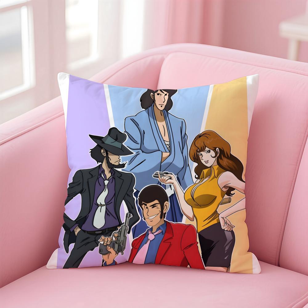 Fashion Sleek Retro LLupin III Anime Cartoon Cushion Cover Pillowcase Short Plush Invisible zipper Room Sofa Cushion Cover