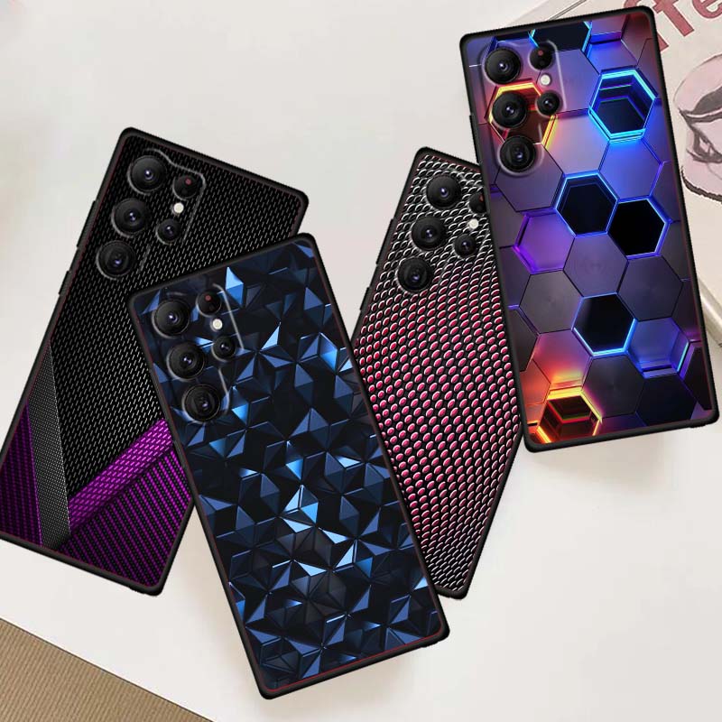 Креативная металлическая узорная чехол-накладка для Samsung Galaxy S26 S25 S24 S23 S22 S21 S20 Ultra Plus FE 5G Черный Мягкий ТПУ