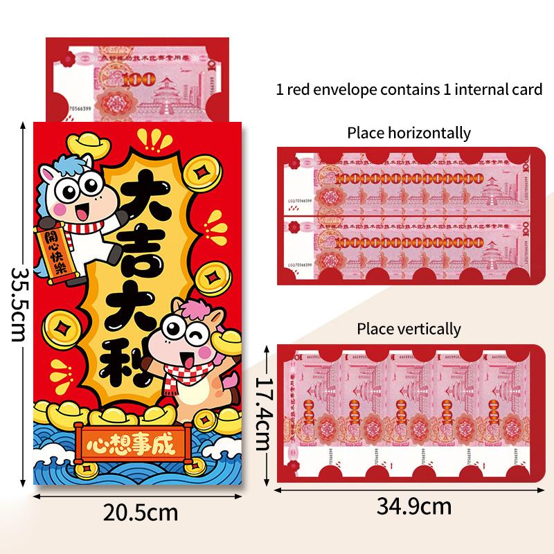 Creative Suprise Big Red Envelope  Horse Year Hongbag Birthday Wedding Red Envelope Lucky Money Bag Spring Festival Gifts