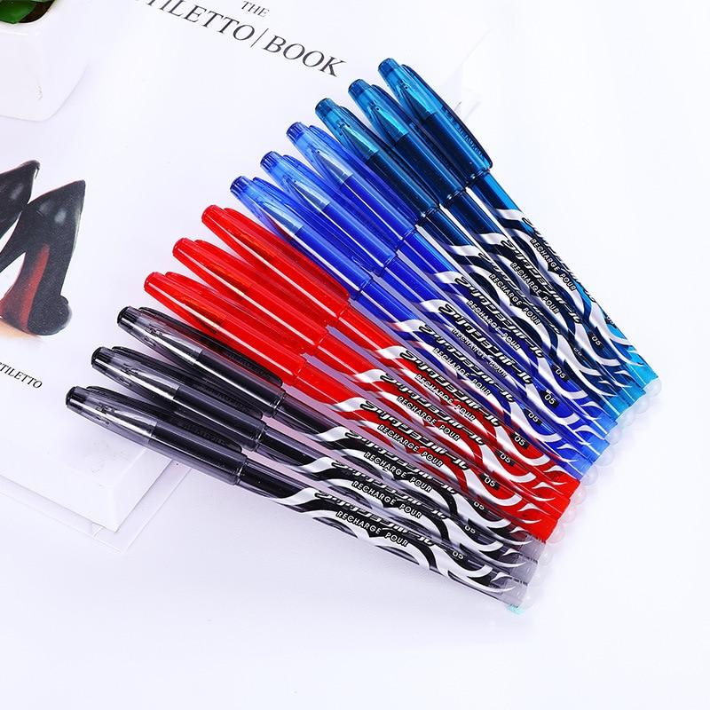 27pcs/lot Erasable Pen Refill Rod Washable Handle Ballpoint Pen 0.5mm Blue Black Ink For School Pens Writes Erases Stationery