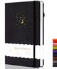 CAGIE Stylish A5 Hardcover Notebook, Cute 8mm Ruled Classic Notebook, Journal, Business Notebook, 14.5cm X 21cm, with Pen Holder, Black